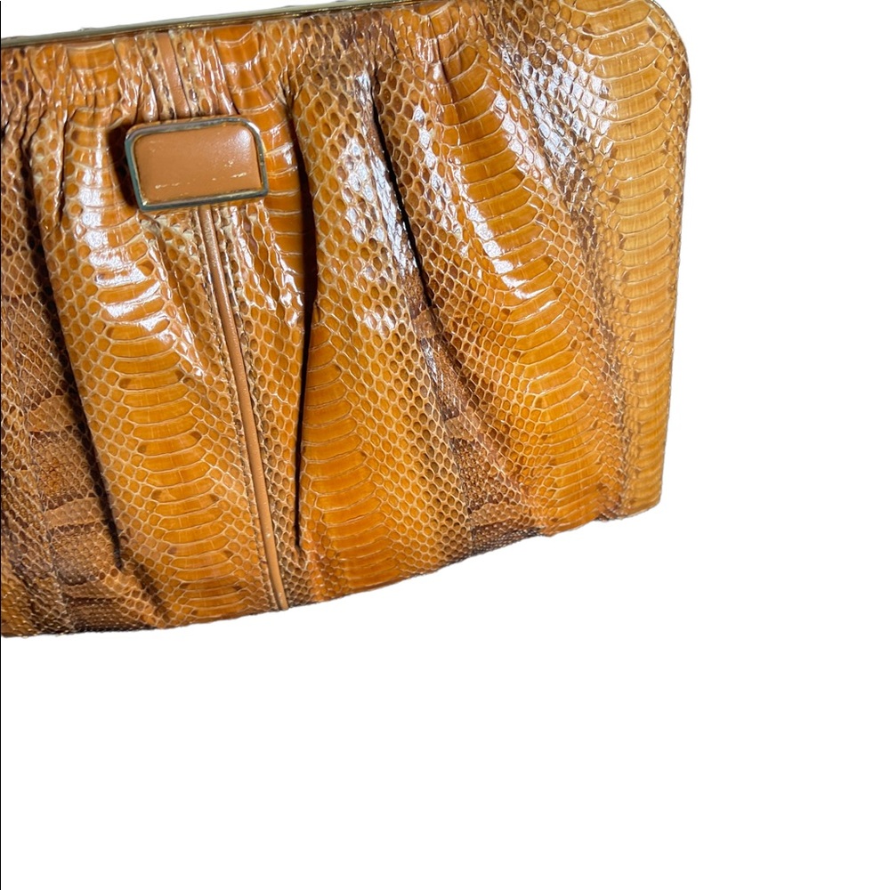 Vintage 1960s Snow White Snake skin leather clutch shoulder bag purse boho - Picture 9 of 16